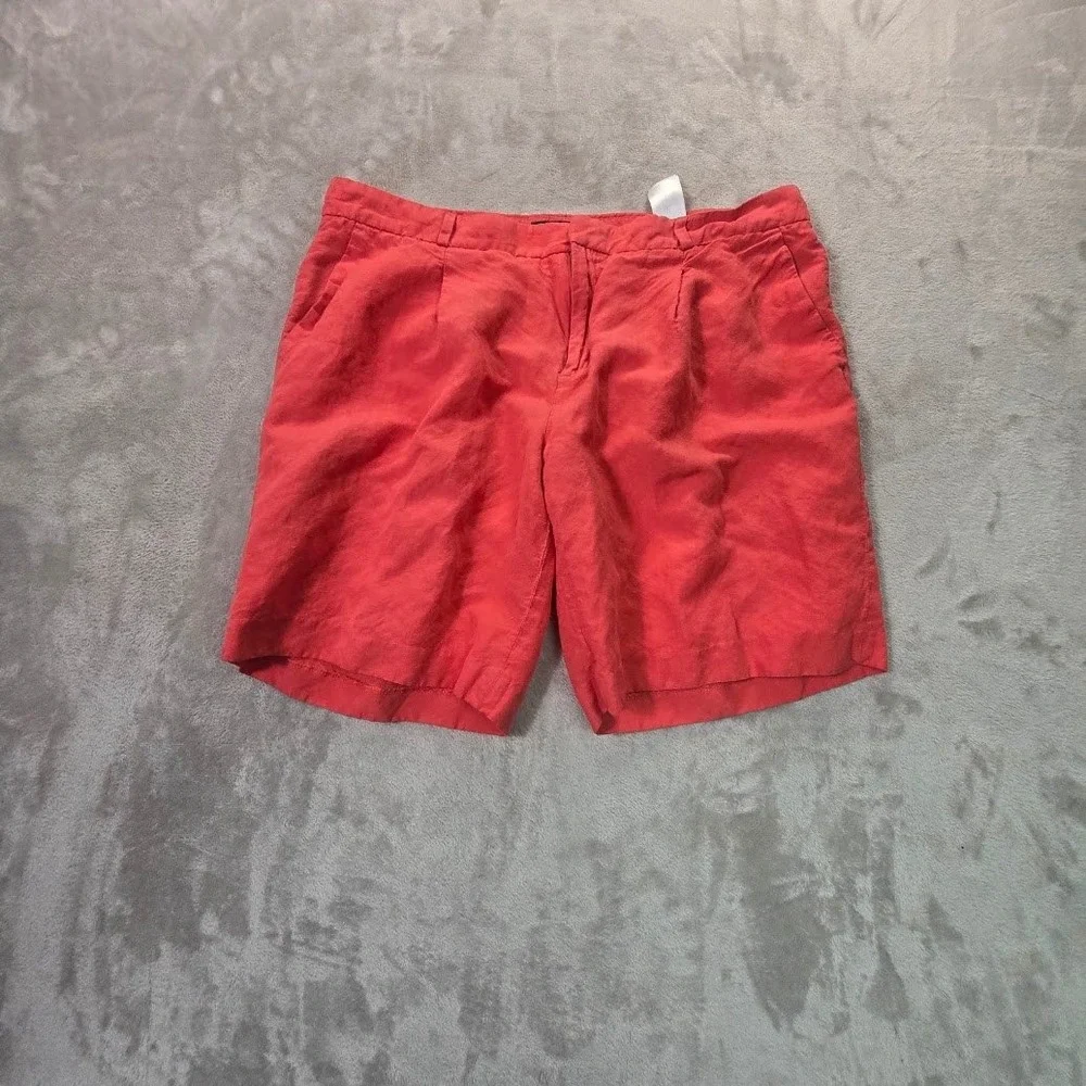 Banana Republic Coral Red Linen Blend Pleated Shorts Mens 37 Waist